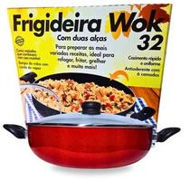 Frigideira Wok Antiaderente 5 Camadas com Tampa de Vidro Saida a Vapor Vieggio 32 cm Frigideira Wok Antiaderente 5 Camadas com Tampa de Vidro Saida a Vapor Vieggio 32 cm