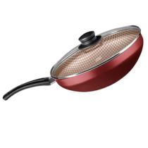 Frigideira Wok Antiaderente Com Tampa De Vidro 24cm 2,8l Mta