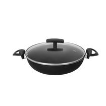 Frigideira Wok Antiaderente com Tampa de Vidro Paella Moqueca 26 Cm Alças Laterais Cozillar