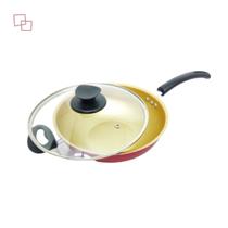 Frigideira Wok Antiaderente de Teflon com Tampa de Vidro 2,2 Litros Grande e Multifuncional