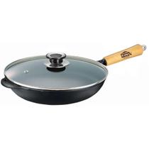 Frigideira Wok Cabo de Madeira e Tampa de Vidro 18x10,5cm 0,8L Panela Mineira Frigideira Wok Cabo de Madeira e Tampa de Vidro 18x10,5cm 0,8L Panela Mineira