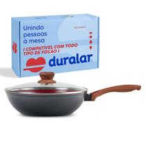 Frigideira Wok Cerâmica Antiaderente N28 Red Marble Indução Fogão Cooktop Vermelho Duralar