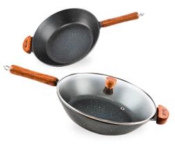 Frigideira wok ceramica premium grafite 28 cm tampa de vidro