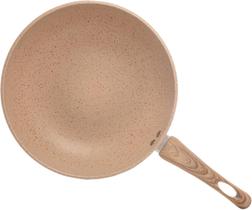 Frigideira wok de inducao em aluminio com revestimento ceramico granito chef bege 28cm