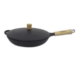 Frigideira wok ferro cabo mad c/tampa ferro 290 panela mineira Frigideira wok ferro cabo mad c/tampa ferro 290 panela mineira