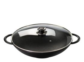 Frigideira Wok Ferro Duas Alças Com Tampa De Vidro 5,9 Litros Envio Imediato