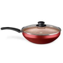 Frigideira Wok Flora Antiaderente Com Tampa De Vidro 2,8L