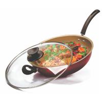 Frigideira Wok Funda Antiaderente C/ Tampa de Vidro Nº30 Frigideira Wok Funda Antiaderente C/ Tampa de Vidro Nº30