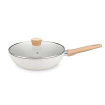 Frigideira Wok Indução Antiaderente 28cm Com Tampa 3,5l MTA Cor Creme