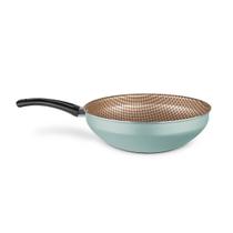 Frigideira Wok Mta Flora 28 cm Antiaderente com Cabo Longo - Cor Azul