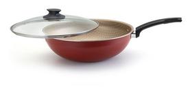 Frigideira Wok Nº 28 Com Tampa Cor Vermelho Frigideira Wok Nº 28 Com Tampa Cor Vermelho