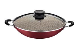 Frigideira Wok Paris Vermelho com Tampa de Vidro 32 cm 4,4 L - Tramontina