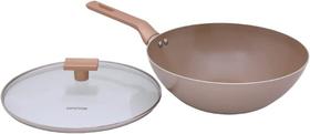 Frigideira Wok Revest Cerâmico Sartin Cook 28cm com Tampa Champagne