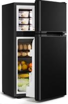 Frigobar Feelfunn 3,2 pés cúbicos com freezer de porta dupla, preto Frigobar Feelfunn 3,2 pés cúbicos com freezer de porta dupla, preto