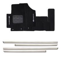 Friso lateral cromado universal 4p - nk0898 + tapete bordado creta