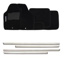 Friso lateral cromado universal 4p - nk0898 + tapete bordado gol g5 g6