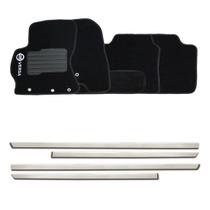 Friso lateral cromado universal 4p - nk0898 + tapete bordado versa
