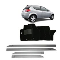 Friso Lateral Prata Ford Ká 2008 a 2013 + Tapete Bordado