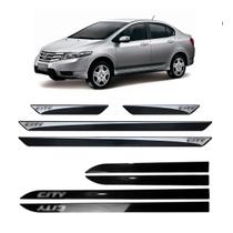 Friso Lateral Preto Honda City + Soleira Resinada 4 Peças