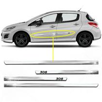Friso Lateral Slim Inferior Peugeot 308 2012 a 2020 Kit Cromado Personalizado 4 Portas
