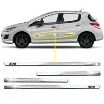 Friso Lateral Slim Peugeot 308 2012 a 2020 Kit Cromado Personalizado 4 Portas