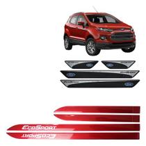 Friso Lateral Vermelho Ecosport + Soleira Resinada 4 Peças