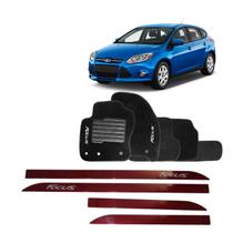 Friso Lateral Vermelho Ford Focus 2013 2014 + Tapete Bordado