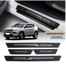 Friso soleira porta jeep compass 16/ 4 portas com nome gravado auto colante (jogo com 4 peças) preto
