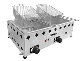 Fritadeira a gás 10 litros 2 cubas em aço inoxidável