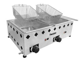 Fritadeira á gás com Óleo 5 Litros 2 Cuba inox Industrial para batatas/ pastéis / salgado - LUDINOX