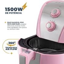 Fritadeira Air Fry Antiaderente Britânia 5 Litros 1500w Rosa