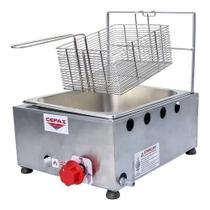 Fritadeira Baixa Pressão Industrial 1 Cuba Inox 5 Litros À Gás Profissional Salgado Pastéis Porções