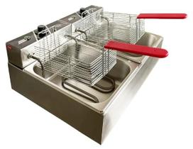 Fritadeira e Óleo Profissional 2 Cubas 10 Litros Com Tampa 220v- Fast Máquinas