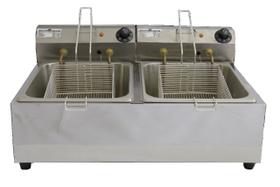 Fritadeira elétrica 10l profissional aço inox 2 cubas 5 litros supritecs