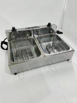 Fritadeira elétrica 2 cubas, 10 litros 110v inox