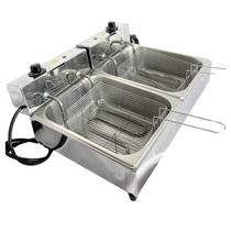 Fritadeira Elétrica 2 Cubas 10 Litros Industrial Inox Profissional