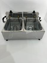 Fritadeira elétrica 2 cubas, 14 litros 220v, inox profissional