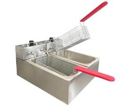 Fritadeira Elétrica 2 Cubas 6 Litros 220v Óleo - Linha Profissional Com Termostato e Cesto de Fritura Para Óleo e Tampas Fritadeira Elétrica 2 Cubas 6 Litros 220v Óleo - Linha Profissional Com Termostato e Cesto de Fritura Para Óleo e Tampas
