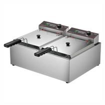 Fritadeira Elétrica 2 Cubas inox Industrial 10 litros a Óleo Metalcubas FRCE 10