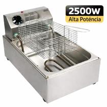 Fritadeira Elétrica 5 Litros Inox 2500W 110V Profissional Alta Potência Frituras Rápidas