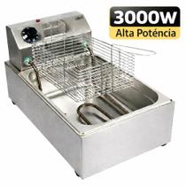 Fritadeira Elétrica 5 Litros Inox 3000W 220V Profissional Alta Potência Frituras Rápidas