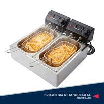 Fritadeira Elétrica 6 Litros Dupla Cuba Inox Profissional Industrial Com Cesto Fryer Max