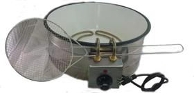 Fritadeira Elétrica 7L Esmalte Branco com Escumadeira 220V Fritadeira Elétrica 7L Esmalte Branco com Escumadeira 220V