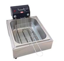 Fritadeira Elétrica a Óleo 5 Litros 1 Cuba Profissional Equipe Inox