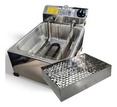 Fritadeira Elétrica A Óleo 7l Profissional + Escorredor Frequência:60/InoxVoltagem:110V Fritadeira Elétrica A Óleo 7l Profissional + Escorredor Frequência:60/InoxVoltagem:110V
