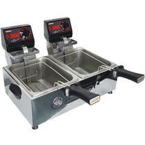 Fritadeira Elétrica com Óleo 10 Litros 2 Cubas Industrial Profissional Frita Fácil Cotherm Inox