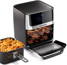 Fritadeira Elétrica Digital Novoon 12L 4 em 1 - Frita sem Óleo, Assa, Reaquece e Desidrata. Air Fryer 12 Litros Prepara Batata Frita, Frango, Carne.