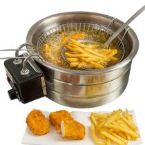 Fritadeira Elétrica em Inox Redonda Tacho 3,5 litros profissional 110v Fritadeira Elétrica em Inox Redonda Tacho 3,5 litros profissional 110v