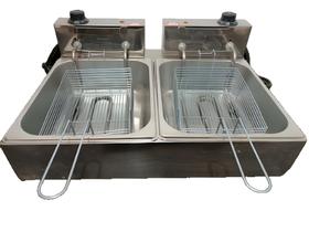 Fritadeira Elétrica Industrial 2 Cubas 10 L Profissional com Tampa Opcional - JBC ELETRO Fritadeira Elétrica Industrial 2 Cubas 10 L Profissional com Tampa Opcional - JBC ELETRO