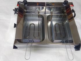 Fritadeira elétrica industrial 2 cubas 10 litros com tampa